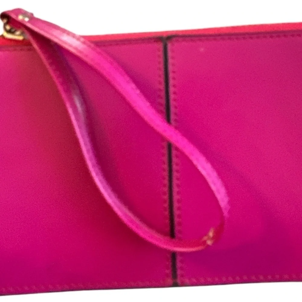 E-Clover Women's Hot Pink RFID Blocking Wristlet Travel Wallet Zipper Multi Slot